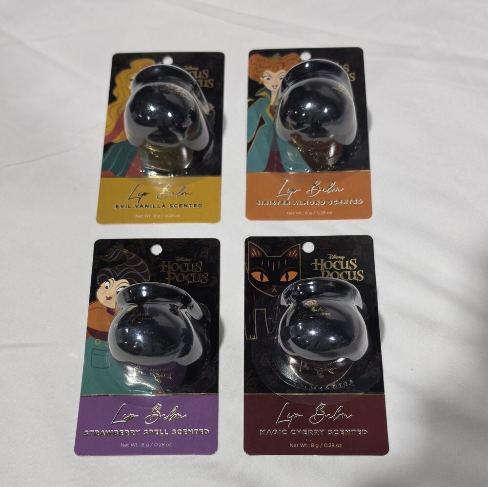 Disney Hocus Pocus Hydrating Scented Lip Balm Lot Set of 4, 0.28 oz Halloween B1